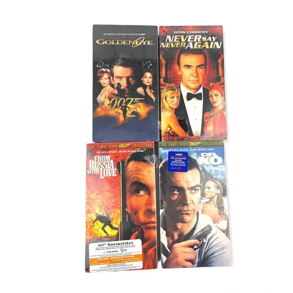 VTG Lot of 4 James Bond VHS MGM Watermarks Dr No Never Say Never Again SEALED - Picture 1 of 9